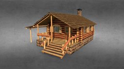 Small Log Cabin with Interior forest, cottage, exterior, log, cabin, vr, hut, woods, house, wood, building, interior, village