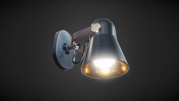 Wall Lamp lamp, wooden, indoor, furniture, metal, furnituredesign, architecture, lighting, lowpoly, blender3d, gameart, substance-painter, design, interior, industrial, wall