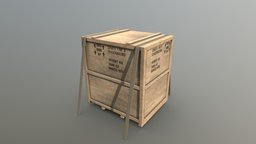a cargo crate with straps crate, shipping, aircraft, cargo