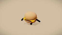Stylized Burger burger, b3d, cycle, hamburger, fastfood, running, cheeseburger, character, blender, gameasset, animation, stylized