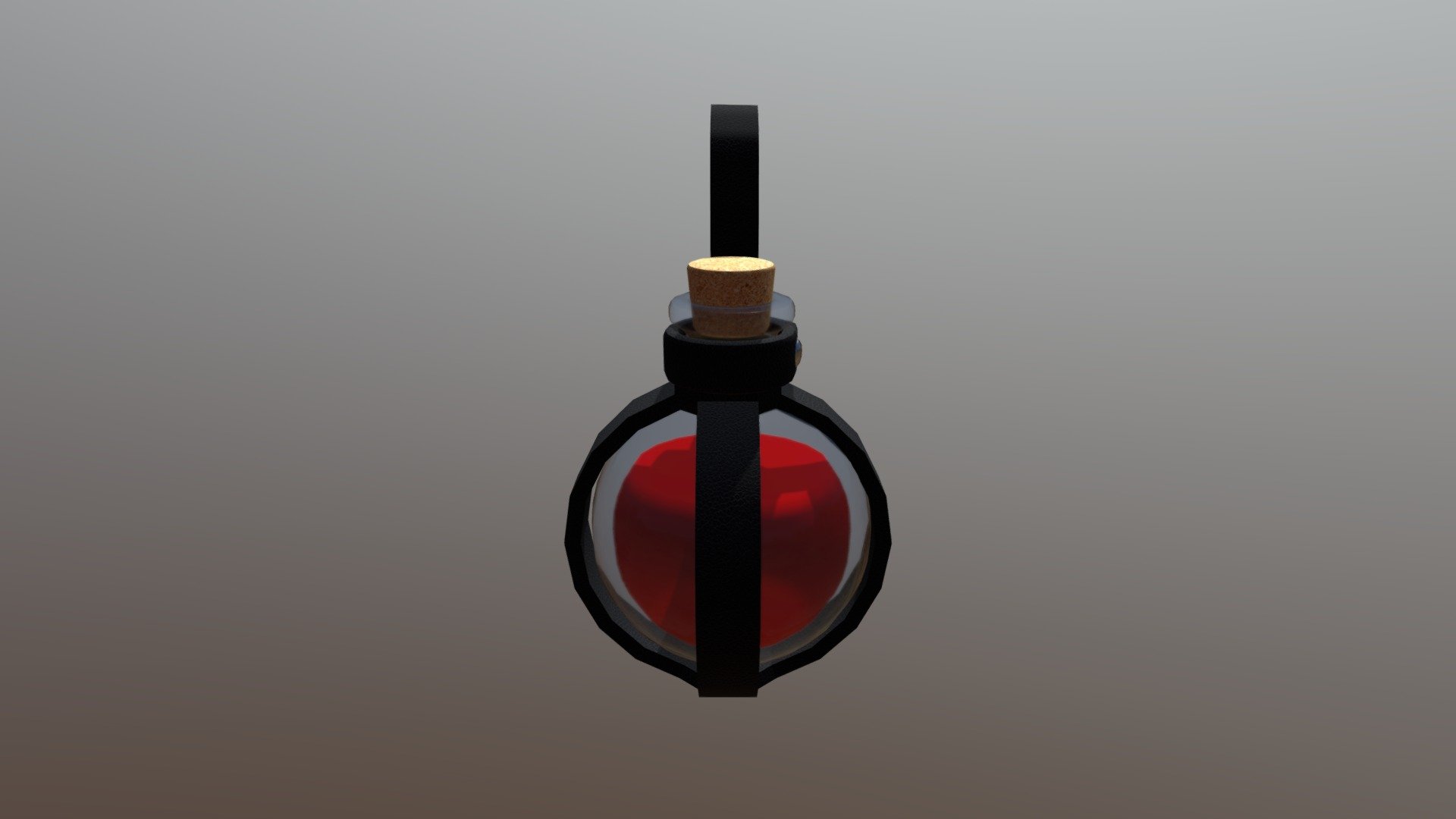 A low-poly potion bottle with leather belt straps 3d model