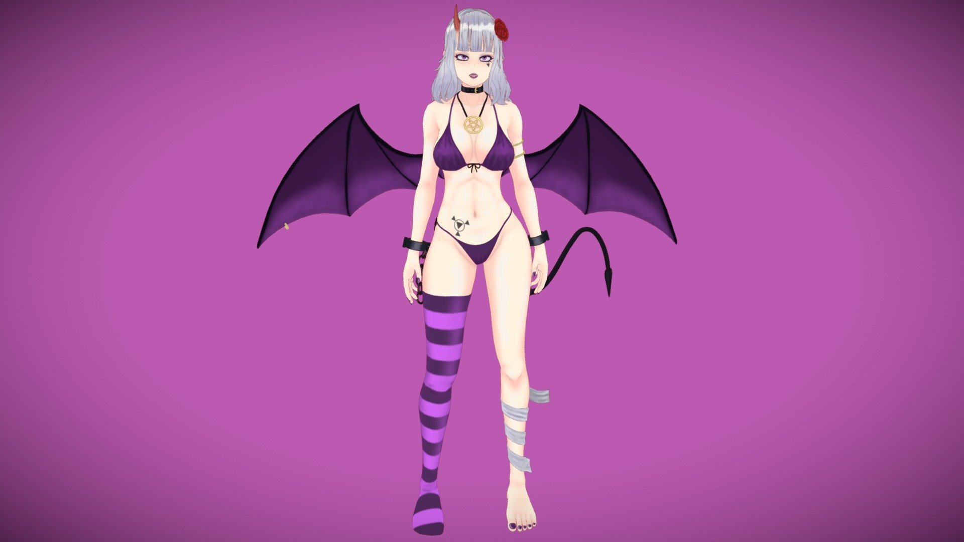 Half Demon Girl 2 - 3D model by Gustavo M Hdz (@gmh099) 3d model