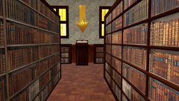 Low Poly Library set, library, level, adventure, level-design, edutainment, unity, low-poly, game, lowpoly, adventure-game, noai
