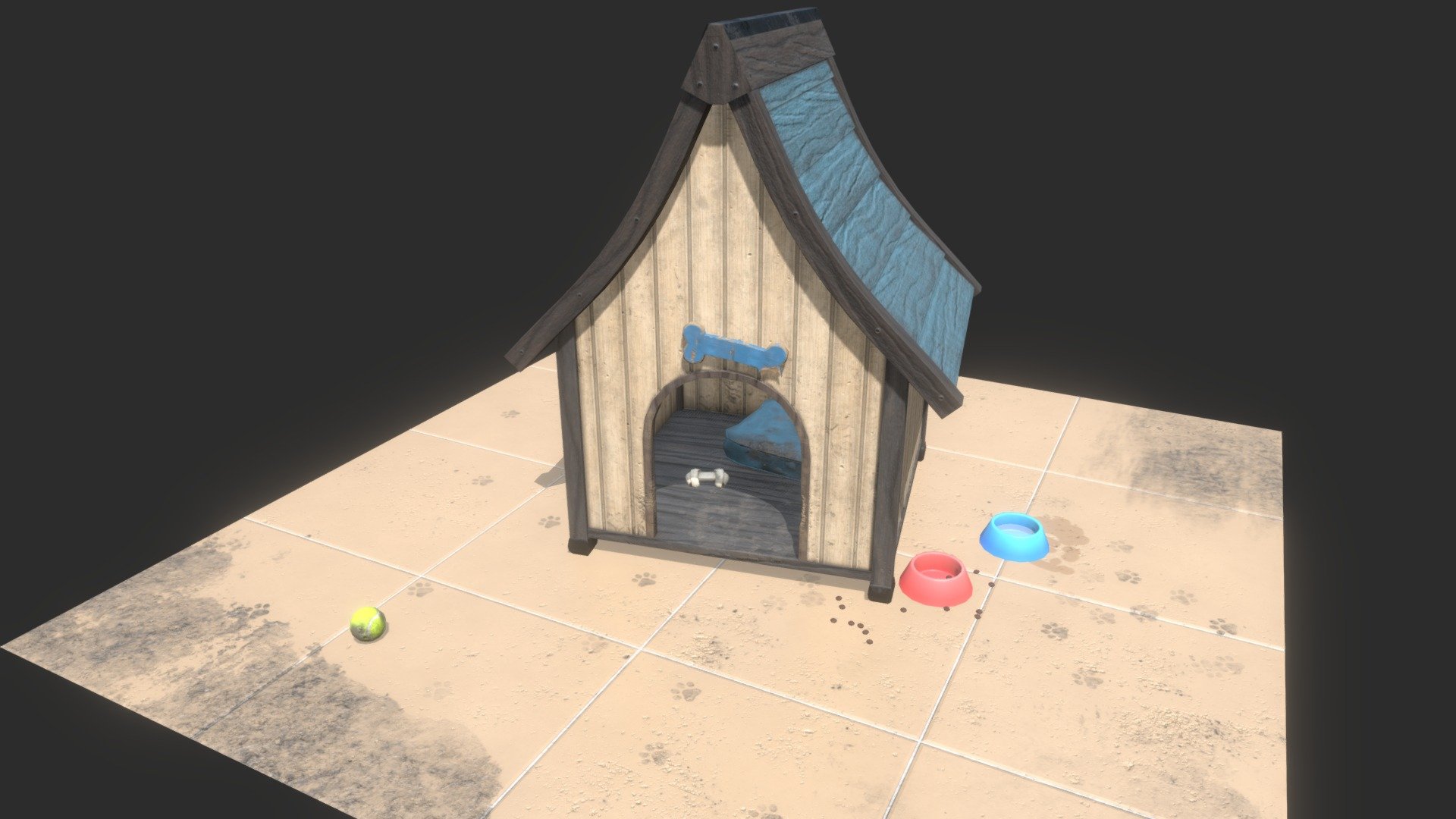 Happy medium dog lives in this house. It's useless trying to keep it clean: 2 hours later it's all dirty and messy again.

Blender and Substance Painter used 3d model