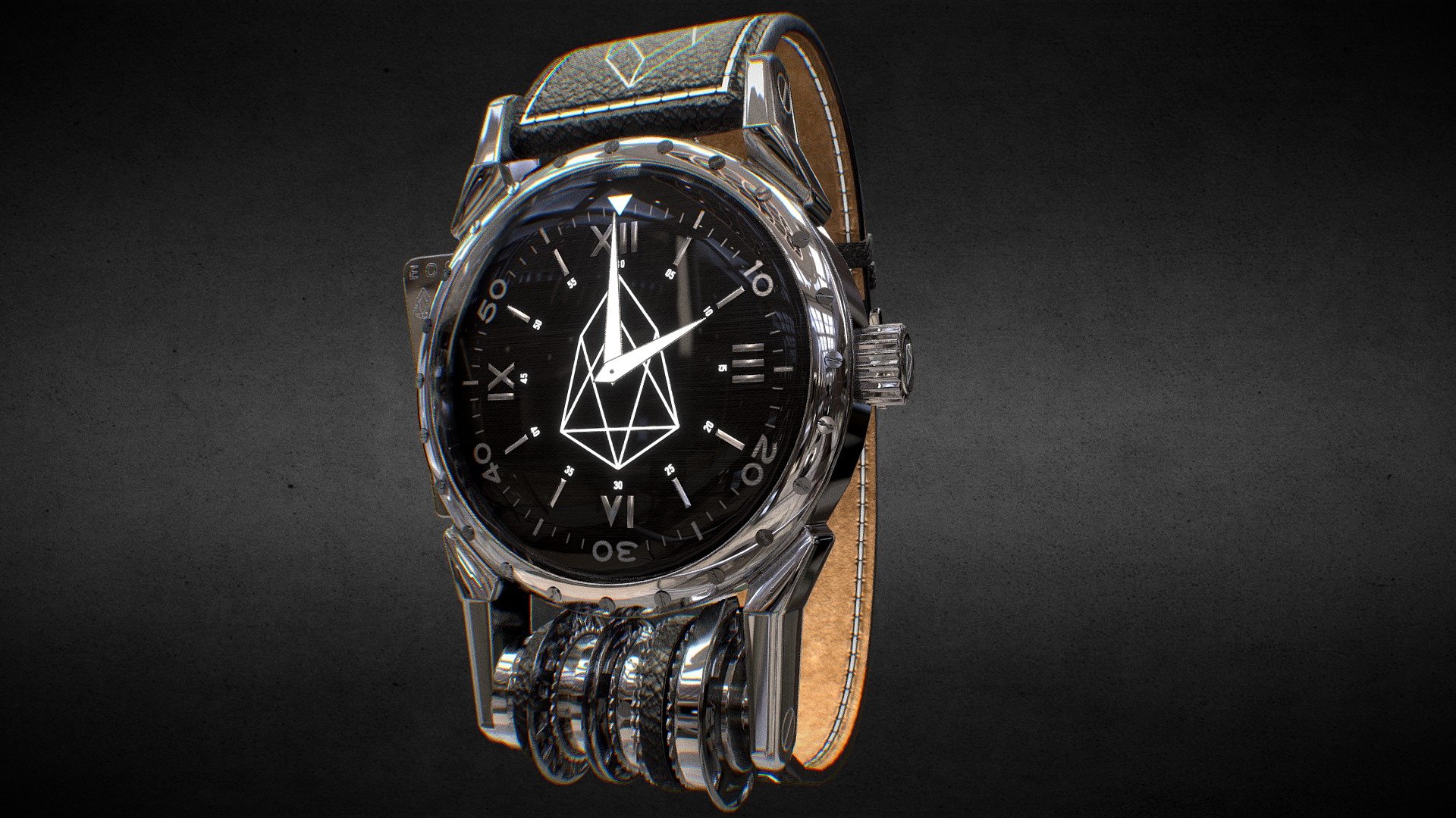 Awesome stainless steel EOS coin Watch.

Currently available for download in FBX format.

3D model developed by AR-Watches 3d model