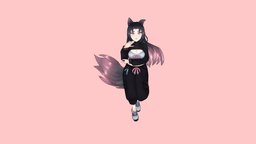 Makowiec Pose 2 cat, ears, braid, vrchat, wolfgirl, girl, anime, wolf