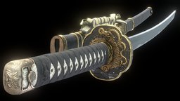 Katana (Game Ready) japan, katana, fight, fps, melee, cut, realistic, swords, authentic, tps, weapon, weapons, pbr, lowpoly, sword, war, gameready