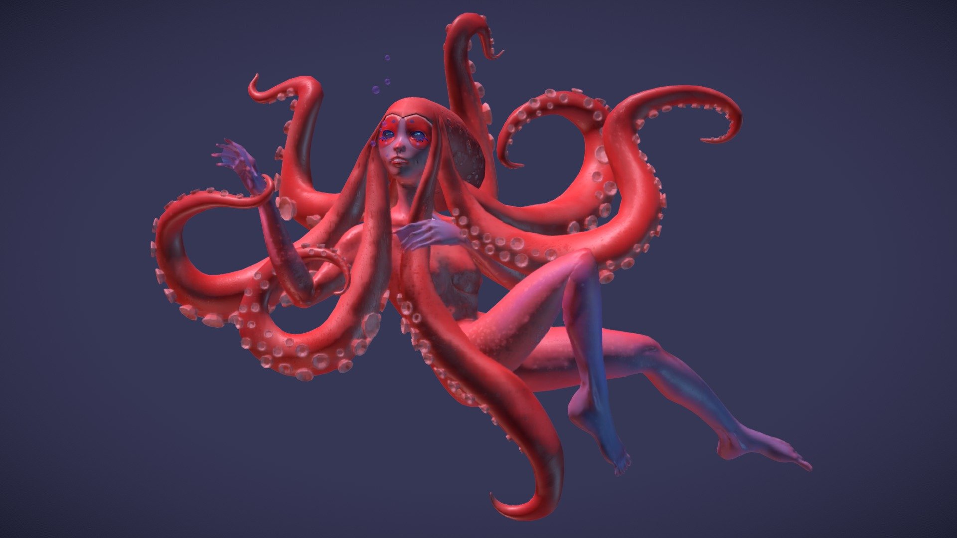 This octolady was based from a illustration concept made - Under the Waves - 3D model by lxt5392 3d model