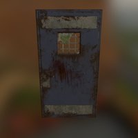 Apocalyptic metal door old, substancemetal, substancepainter, door