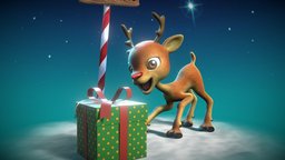 Baby Rudolph the Red Nosed Reindeer red, toon, cute, baby, winter, xmas, deer, snow, christmas, north, stars, rudolph, reindeer, nose, star, present, pole, antlers, nosed, cartoon, blender