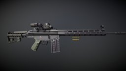 Low-Poly Modernized G3 rifle, heckler-koch, battle-rifle, lowpoly, hk91