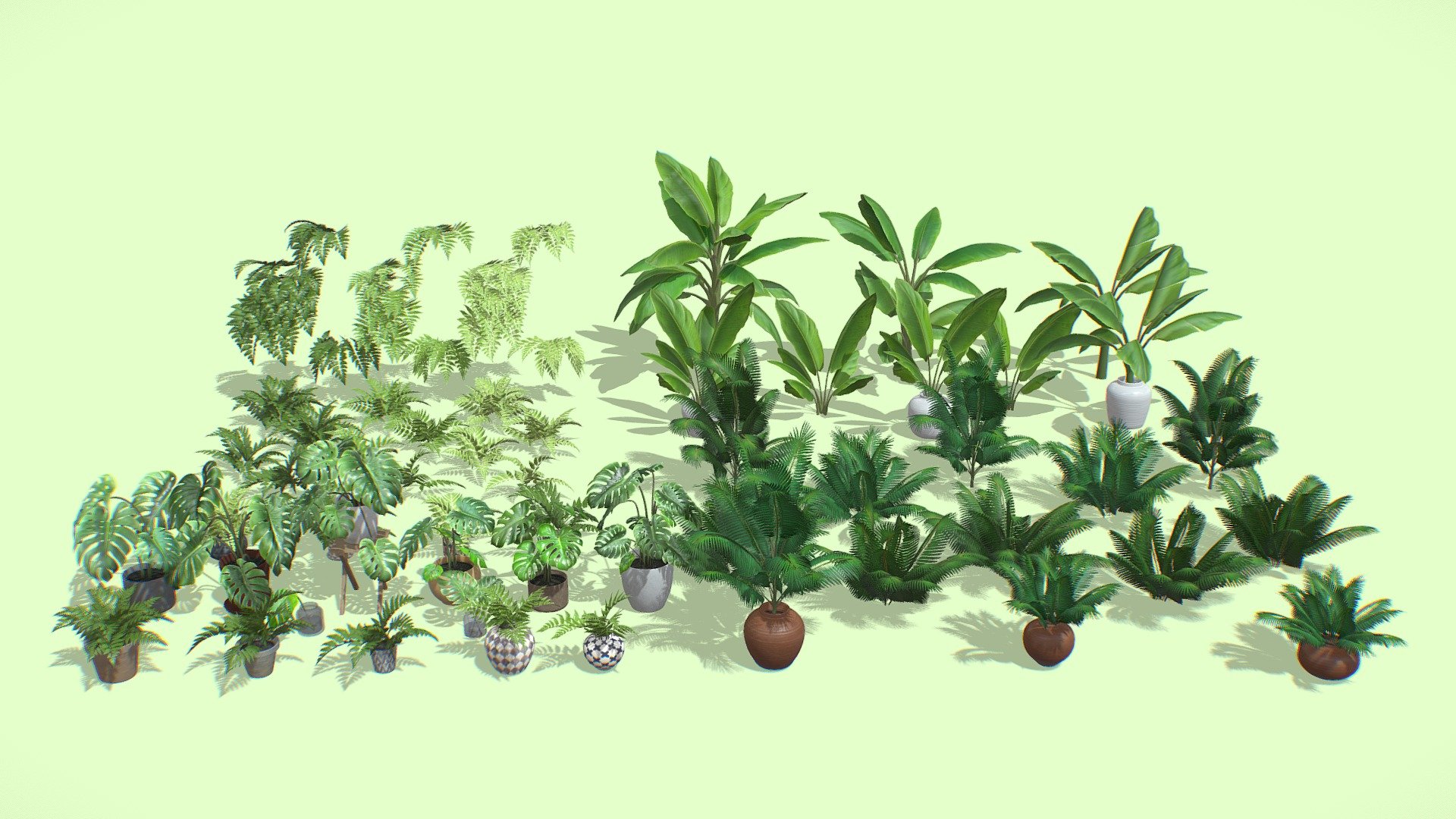 This is based on a personal project line of 1000 house plants for Blender, that for every 3 plants that I made one of them will be free, Currently this is the 3rd pack project, 3D PBR model of a personaly made Houseplants Pack with 59 plants in total, created with blender 3.3x.

Model Specification:




Quad based topology, with minimal triangulation.

Varied texel density.

Naming convention using Unreal Engine standard Naming Convention.

Varied texture resolution based on mesh complexity.

Notes : Also contains M01 Pack with optimized method of data management !!! - Houseplants Pack M03 - Buy Royalty Free 3D model by MozzarellaARC 3d model