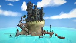 Navy Prison Island dae, shark, castle, death, assignment, chicken, island, cave, salmon, prison, howest, gameart, skull, gameart2018