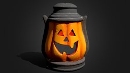 Ceramic Halloween Lantern skeleton, carving, photogrammetry, witch, low, poly, 3dscan, creature, monster, ghost, halloween, horror