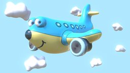 Flirting cartoon Airplane airplane, smile, emotion, stilyzed, cartoon, 3d, plane, animation, animated