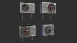 Sci-fi Airconditiong PBR fan, cooler, roof, conditioner, ad, unit, metal, box, vent, air, sci-fi, building, electric, industrial, wall