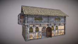 Village House 7 exterior, game-ready, game-asset, unity, unity3d, architecture, house, interior, village, environment