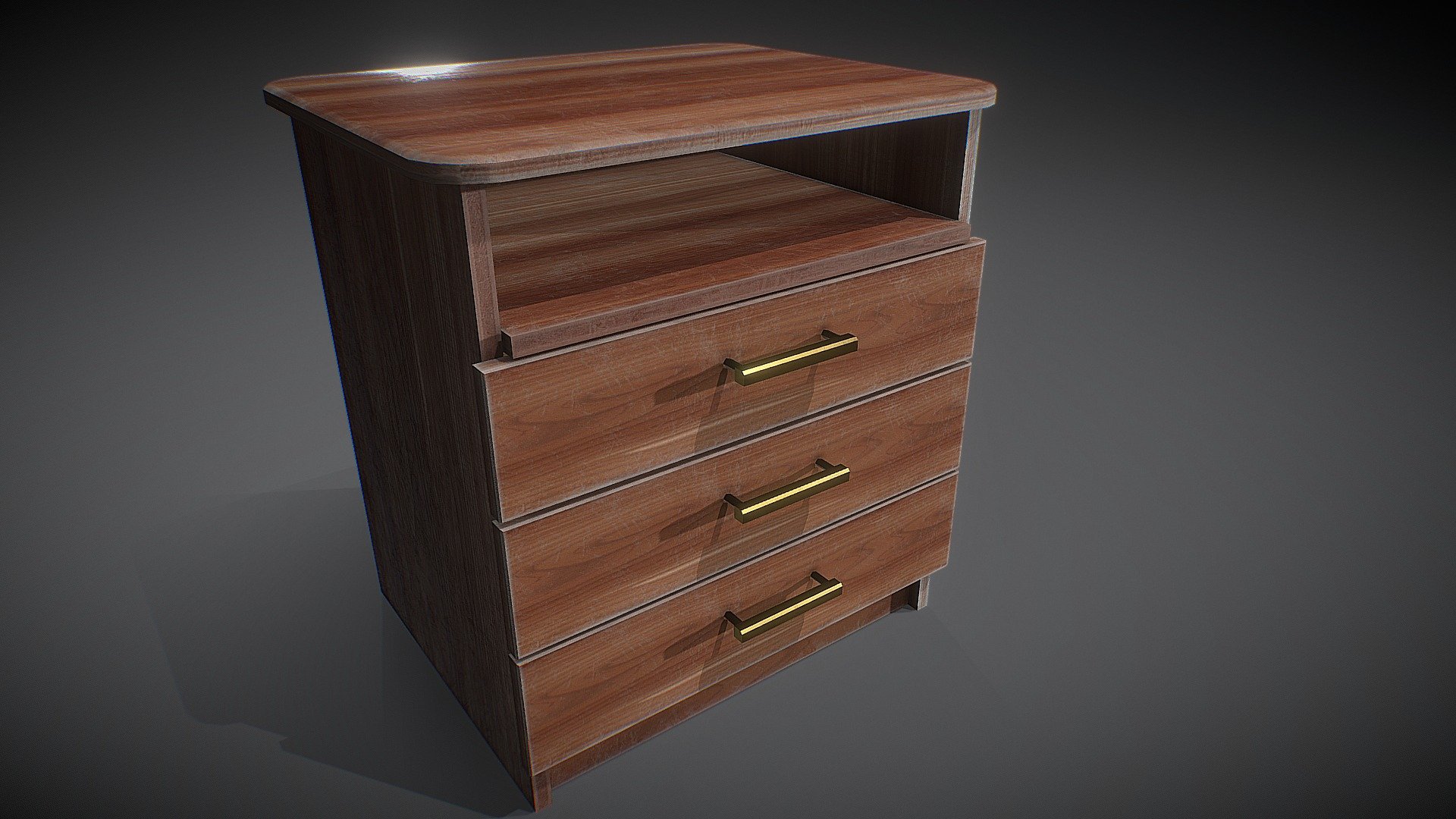 Bedside table, pretty shabby, in scratches 3d model