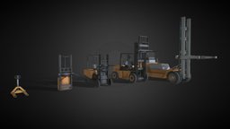 Forklift Pack with textures and Rig storage, forklift, pack, loader, werehouse, cargo, forklifttruck, industrial