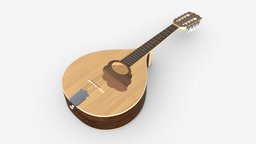 Flat mandola music, instrument, guitar, sound, musical, vintage, string, acoustic, play, old, traditional, melody, classical, folk, 3d, pbr, wood, mandola