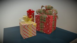 Christmas Gift Boxes christmas, wings3d, ribbon, giftbox, pbr-texturing, gift-box, pbr, noai