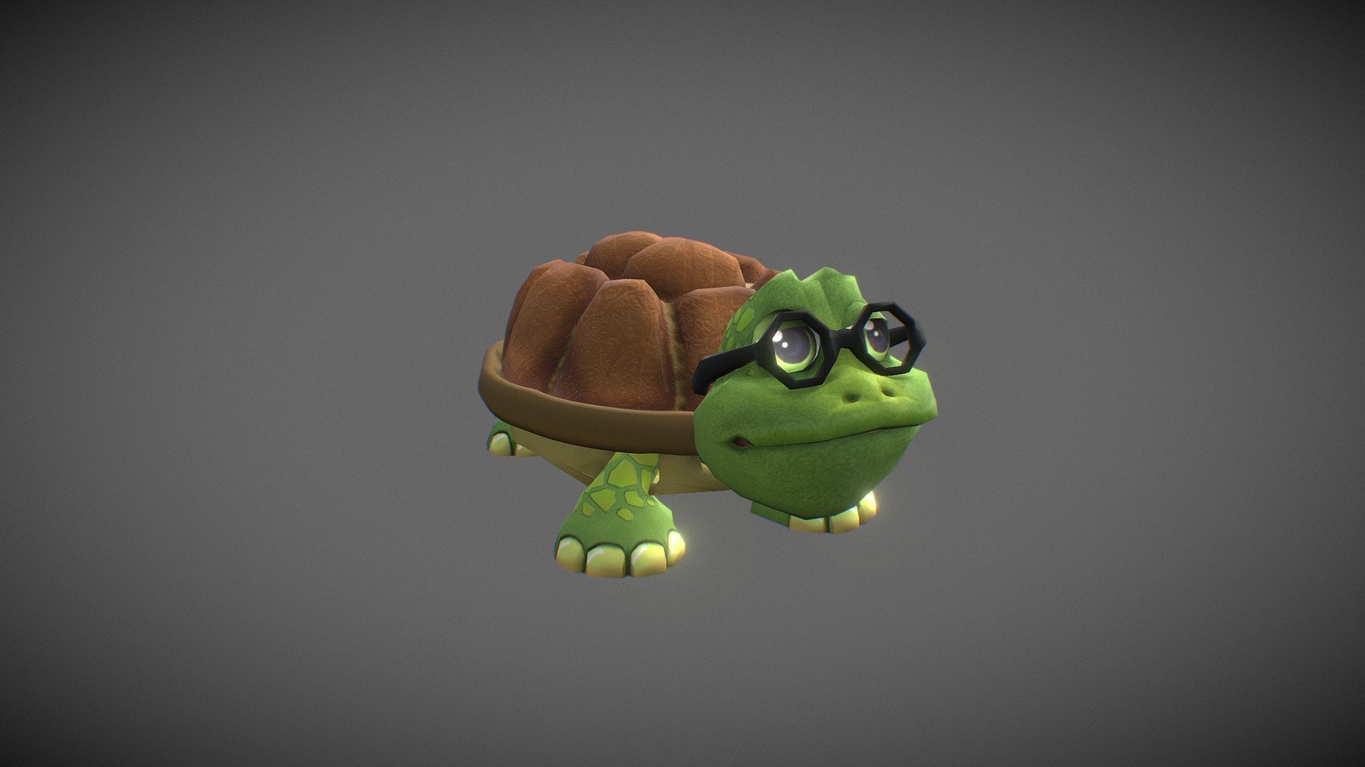 Cartoon turtle made for some mobile app. Modeled in Blender, textured in Photoshop 3d model
