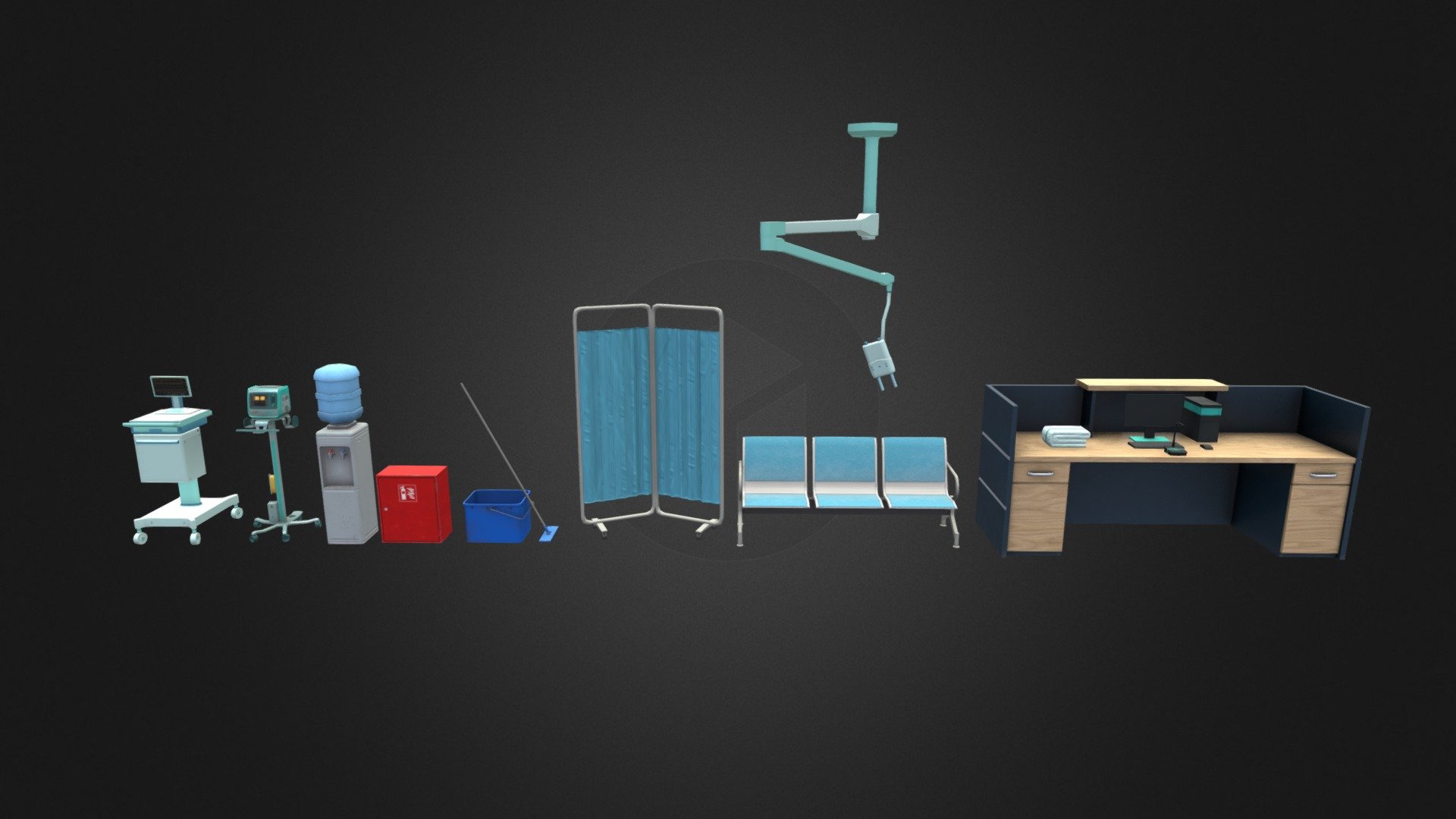 This is a pack of hospital props I modeled for a VR title called BraveR. 

Link to the game: https://www.oculus.com/experiences/quest/5565807970104952/

Software used: Blender, Substance Painter 

Textures: 2K - VR ready hospital props - 3D model by Grish_Avetisyan 3d model