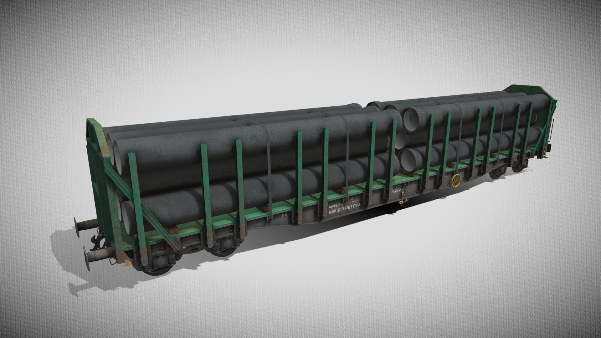 Mm5 Roos Freight wagon with black pipes

Highly detailed modeled freight car with 4k textures painted using PBR materials.

They use textures between 4096x4096 and 1024x1024 pixel and non overlapping unwrap.


File formats:

.obj + .mtl
.fbx

Textures included:

10 Albedo map - Mm5 Roos Freight wagon with black pipes - Buy Royalty Free 3D model by scailman 3d model