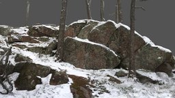 Rock terrain with light snow