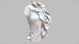 Female Ruffles Trim Sleeveless White Top office, modern, white, shirt, fashion, girls, top, clothes, summer, realistic, womens, wear, rea, sleeveless, frills, frilled, pbr, low, poly, female, semi-formal