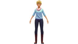 Cartoon Low Poly Casual Style Girl Avatar