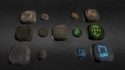 Magic runestones runestone, runes, sorcery, enchantment, gothic2, projectiles, low-poly, magic, gothicgame