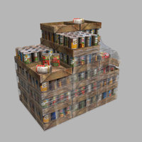 Canned Goods food, pallet, videogame, prop, cans, lowpoly-3dsmax, asset, game