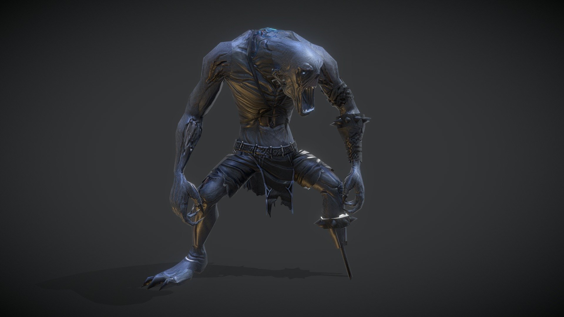 A furious zombie, animated and rigged (type Generic) 3d model