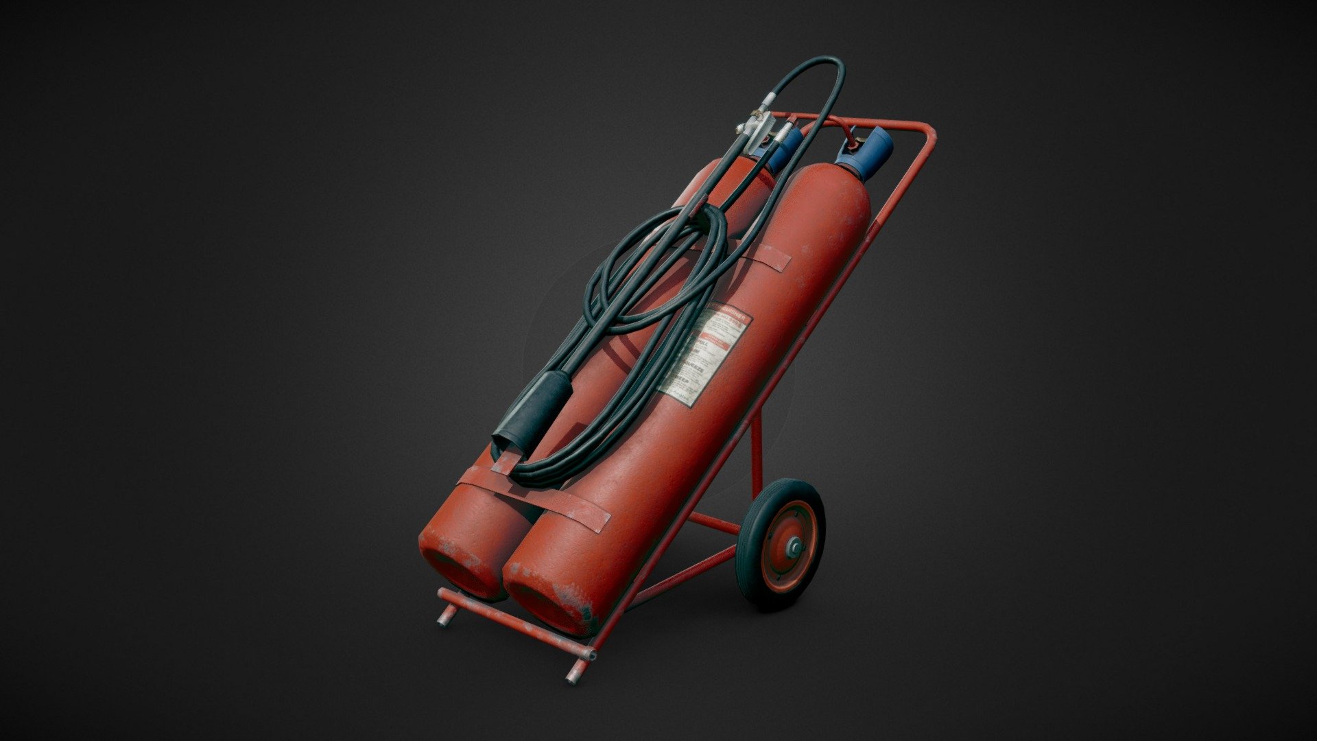 Wheeled double fire extinguisher - Fire Extinguisher - 3D model by Jakub Badin (@bublifuck) 3d model