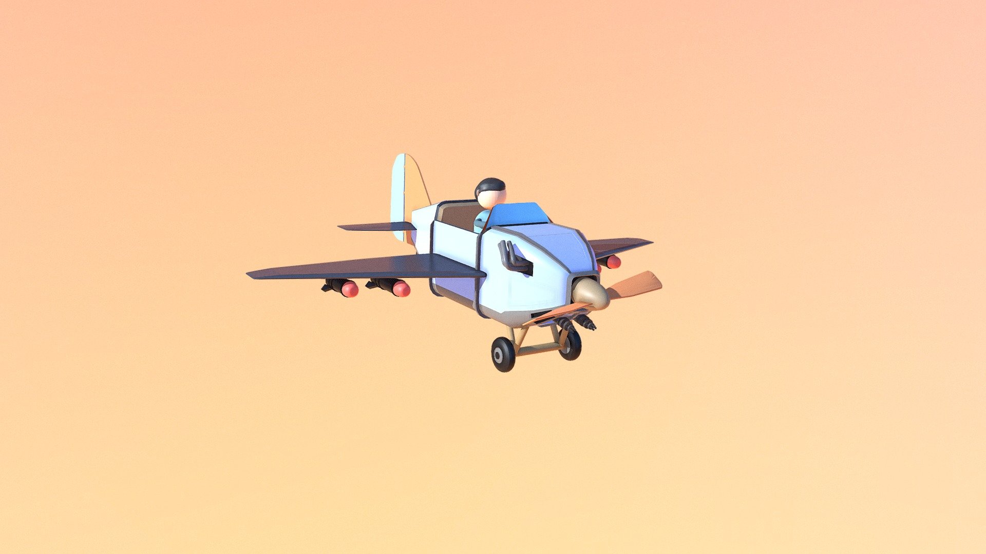 It'a a cartoon pane with gunss - The cartoon plane - Download Free 3D model by haraldina 3d model