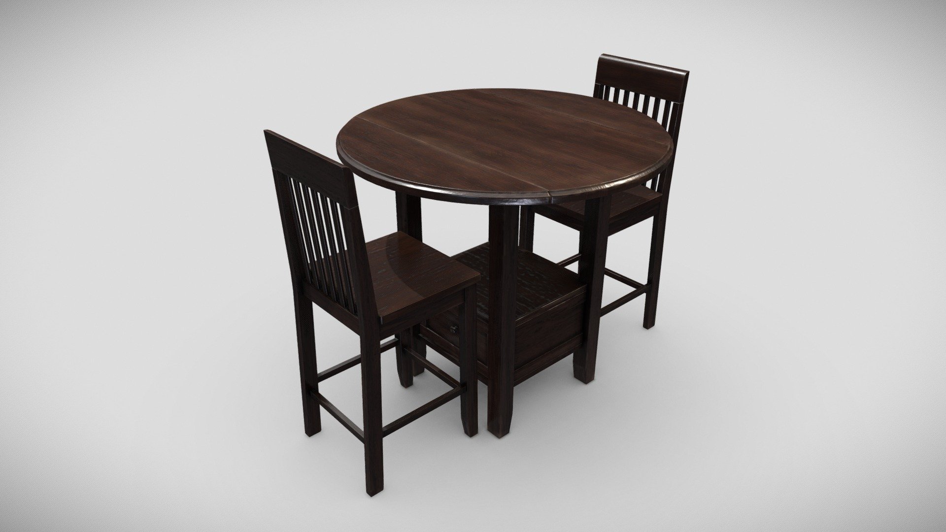 A modern-style pub table with chairs.

Color, Normal, Specular, and AO maps included.

Collada, FBX, and OBJ formats included 3d model
