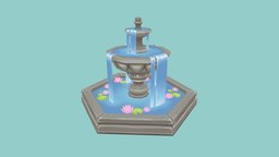 Fountain cartoony, handpainted, low-poly, lowpoly, blender3d