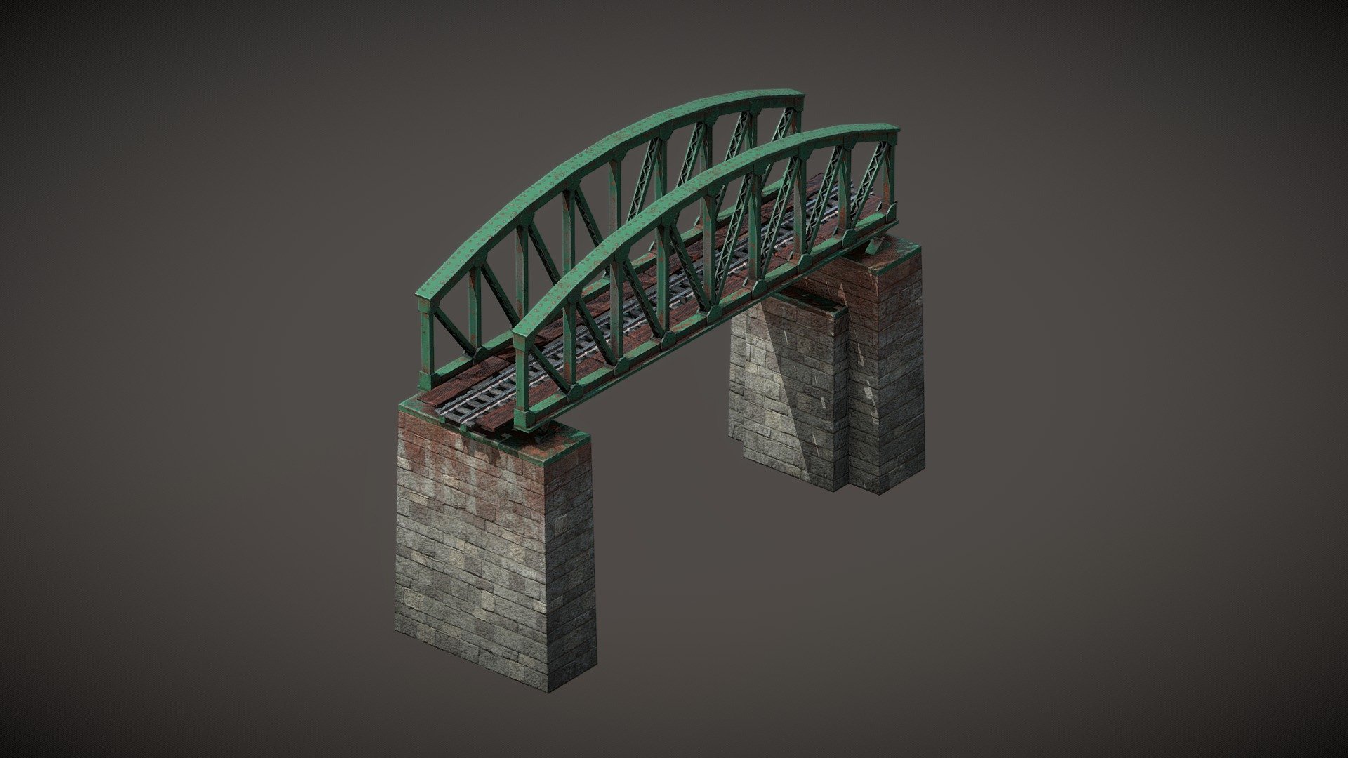 Railway bridge made from steel. Environment props are not included. 
Based on real-world references and tabletop models.
Railbrücke - Railway bridge - 3D model by Batonian 3d model