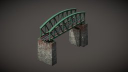 Railway bridge rusty, railway, tycoon, game-asset, steel-construction, architecture, bridge, railbruecke, steelbridge