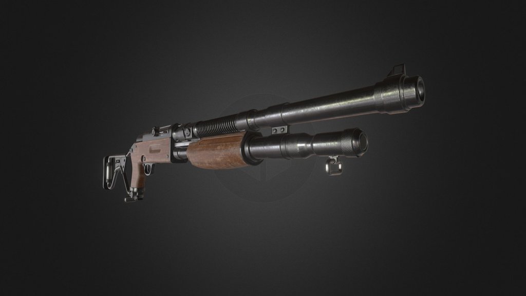 Lowpoly trench shotgun. Inspired by ww1 and 2 weapons 3d model
