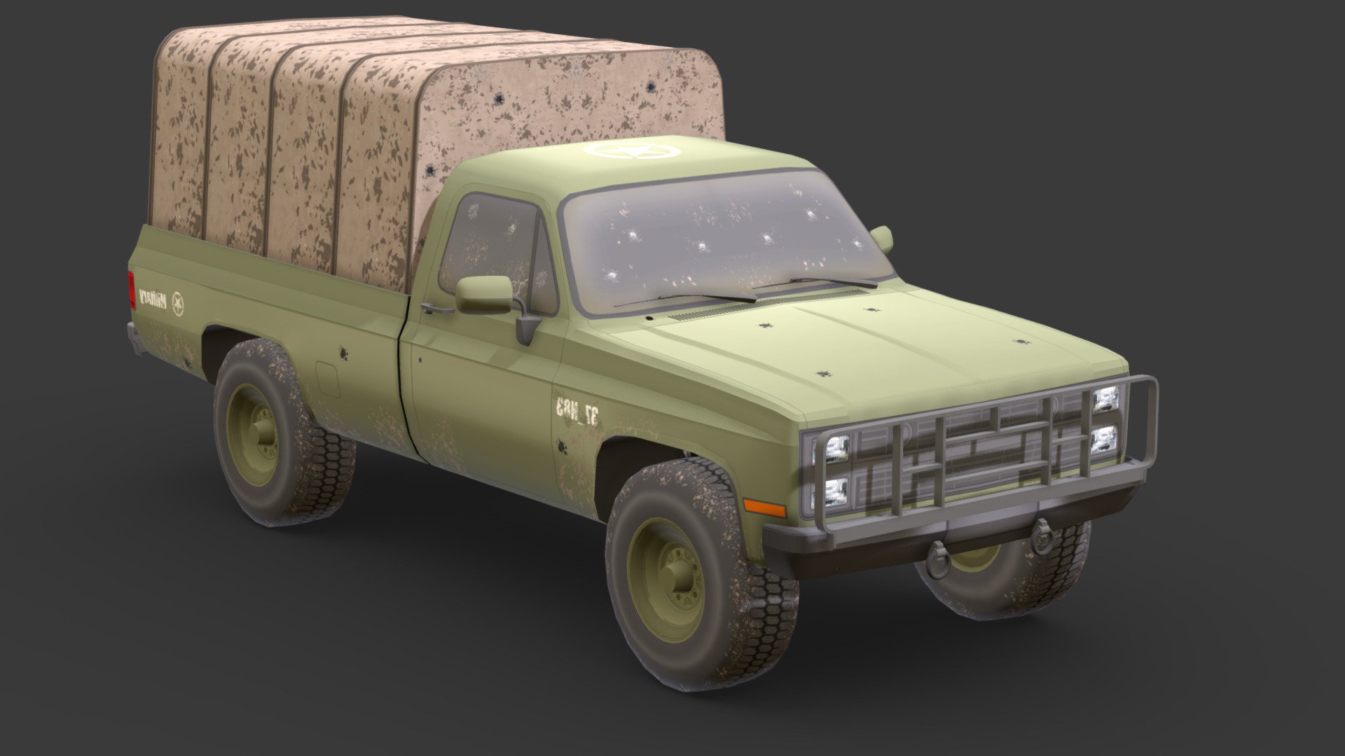 War Vehicle 3D Low-Poly # 3

You can use these models in any game and project.

This model is made with order and precision.

Separated parts (body. wheels).

Very low poly

Average poly count: 15,000 tris.

Texture size: 4096/4096 (BMP).

Number of textures: 1.

Number of materials: 1.

Format: fbx.obj.max.mtl 3d model
