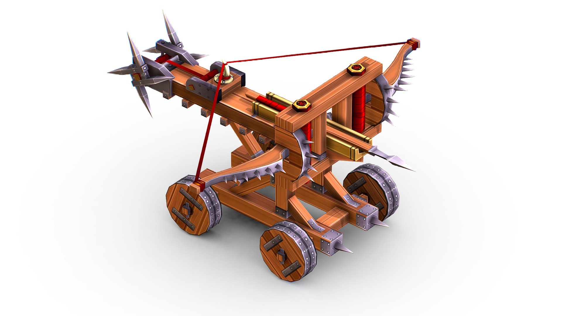 Handpaint Cartoon Medieval Ballista Siege Weapon - 3dsMax and Maya file included - Texture size 2048 color map 3d model