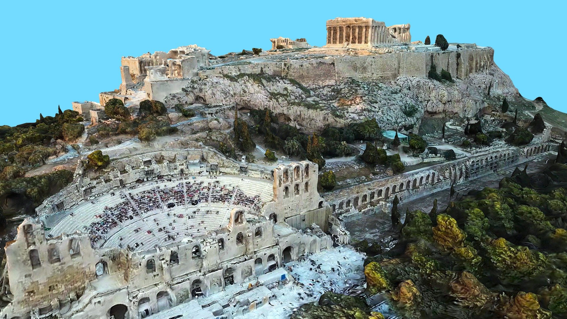 The Acropolis of Athens is an ancient citadel located on a rocky outcrop above the city of Athens and contains the remains of several ancient buildings of great architectural and historical significance, the most famous being the Parthenon. The word acropolis is from the Greek words ἄκρον (akron, &ldquo;highest point, extremity