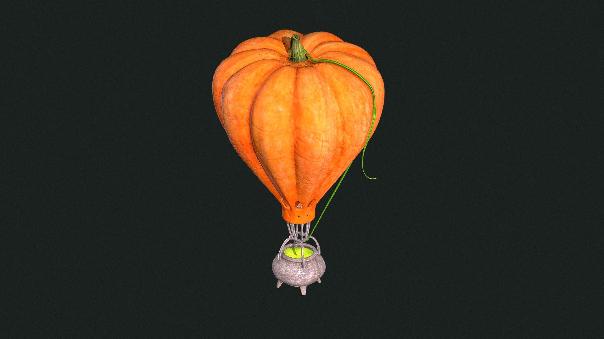 Halloween pumkin air balloon - Pumpkin - Buy Royalty Free 3D model by artoonick 3d model