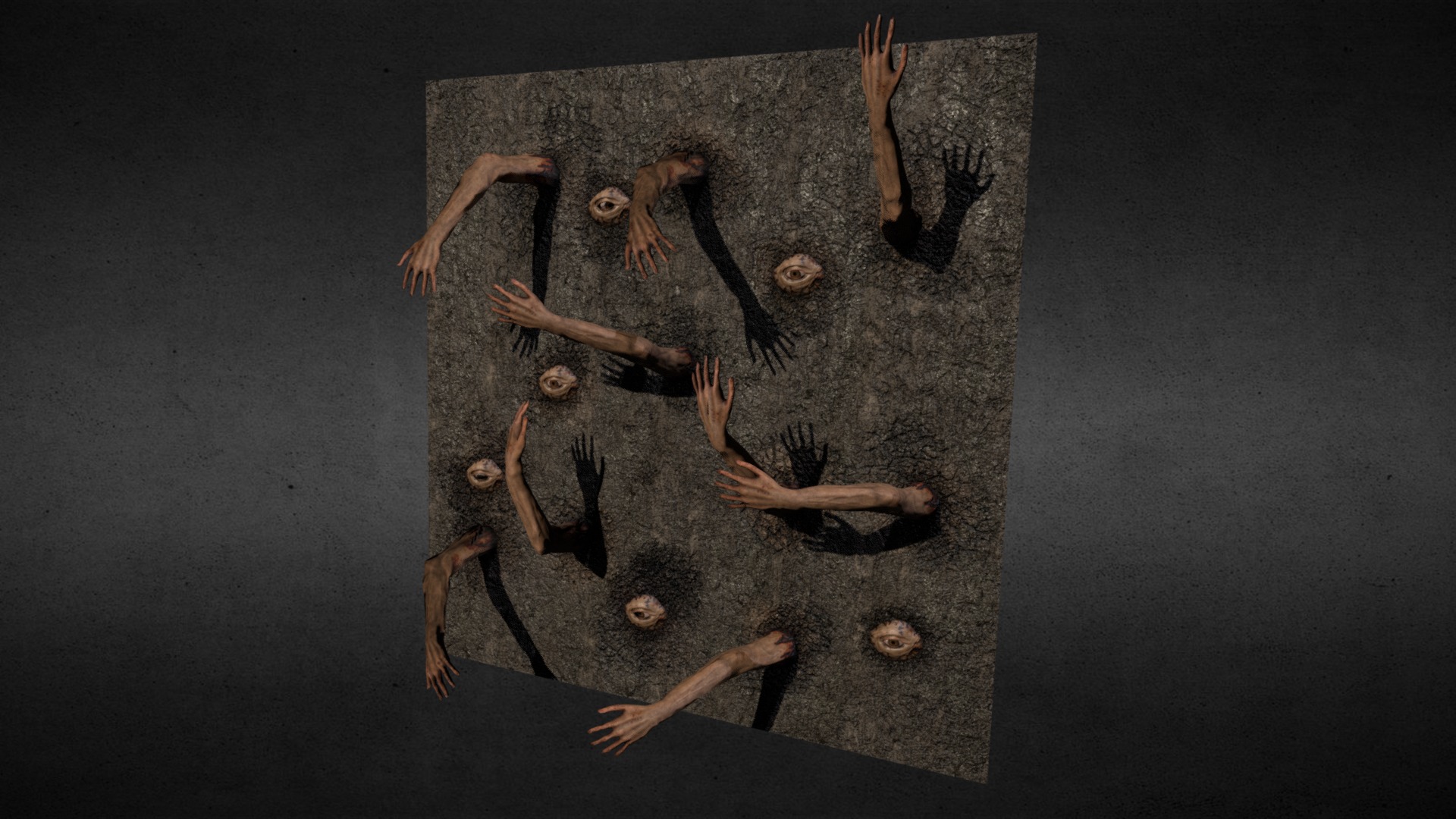 Wall with arms and eyes made to create a creepy atmosphere in Horror Games 3d model