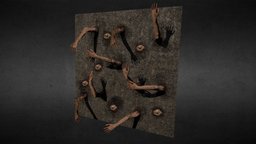 Horror Wall with Growing Arms eye, hybrid, arms, scary, unityassetstore, ucac-june2016, gameasset, animated, horror, gameready
