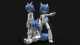 Wan Wan Android cute, chibi, dog, drone, fox, cyborg, android, androgynous, character, lowpoly, sci-fi, anime, robot, noai
