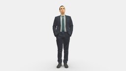 Guy In Blue Business Suit 0467 suit, style, people, fashion, clothes, business, miniatures, realistic, character, 3dprint, model, blue, male