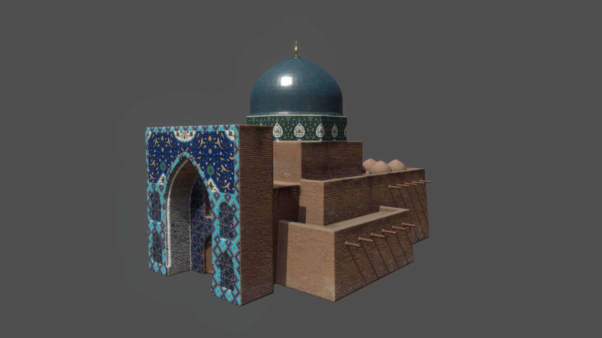 The 3D model consists of a whole model without parts. I built it completely from scratch without using third-party resource packs, using several modeling and texturing programs. This model is well suited for creating the environment and ranged renders. Recommended for environment artists - Samarkand_Historical_Building - 3D model by Iskandar (@i.r.letterbox) 3d model